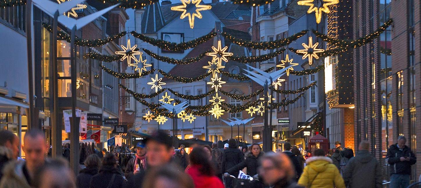 Weihnachtsbeleuchtung in Vejle Gågade