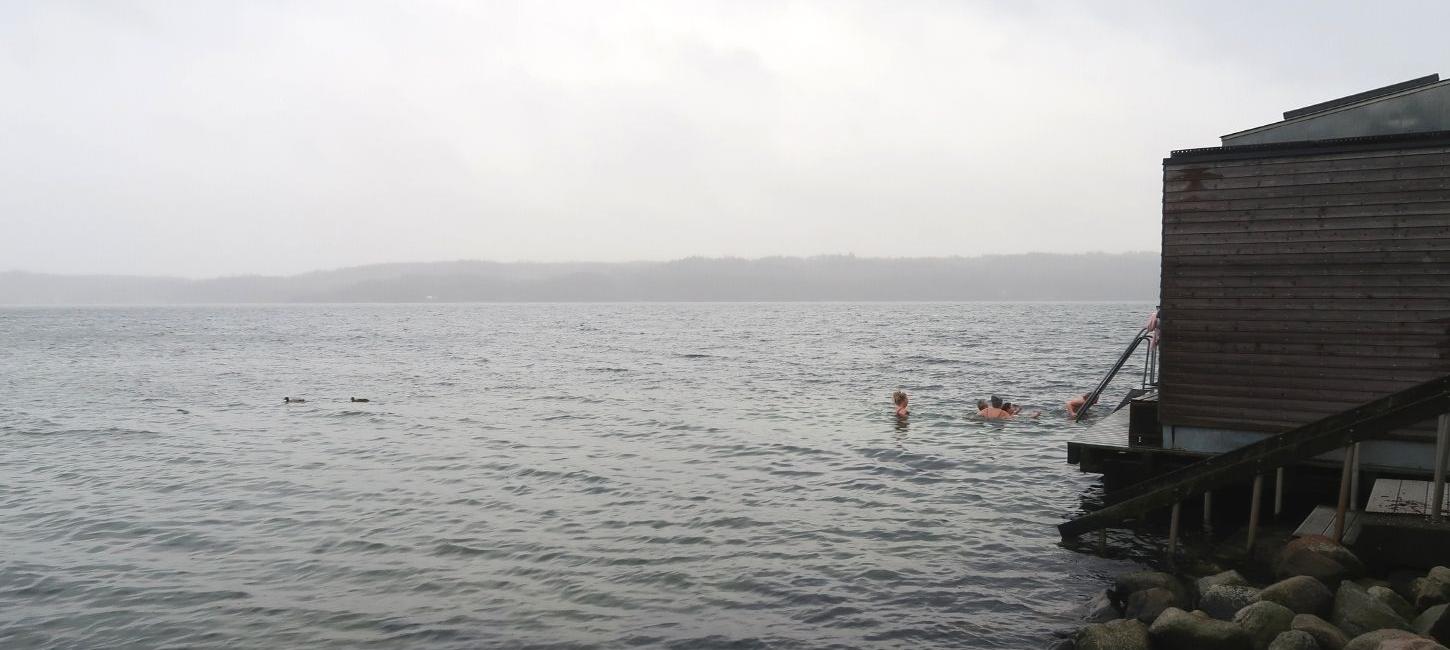 Vinterbadning ved Tirsbæk Strand