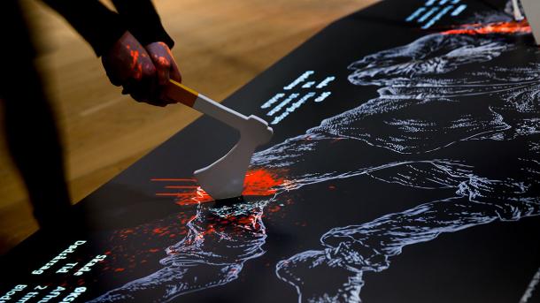 Kongernes Jelling-Ausstellung mit dem toten Krieger