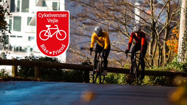 Bike Friends-Logo und zwei Radfahrer in Nørreskoven Vejle
