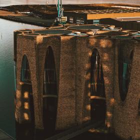 Fjordenhus in Vejle am Vejle-Hafen von oben gesehen