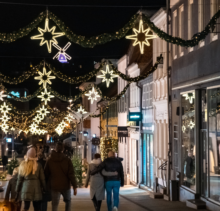 Wintertag zur Weihnachtszeit in der Innenstadt von Vejle